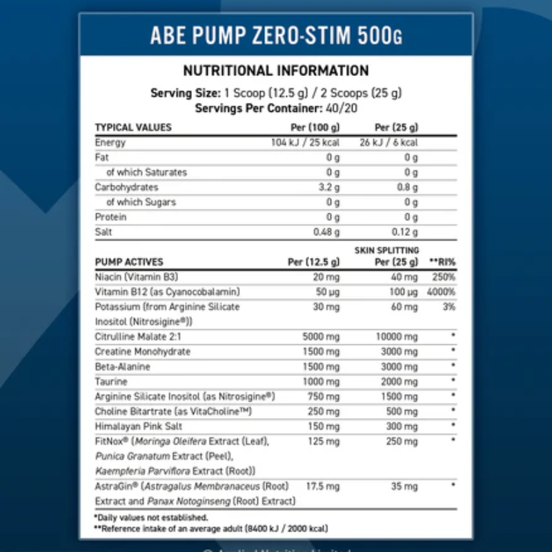 ABE Pump - Zero Stim - 500g