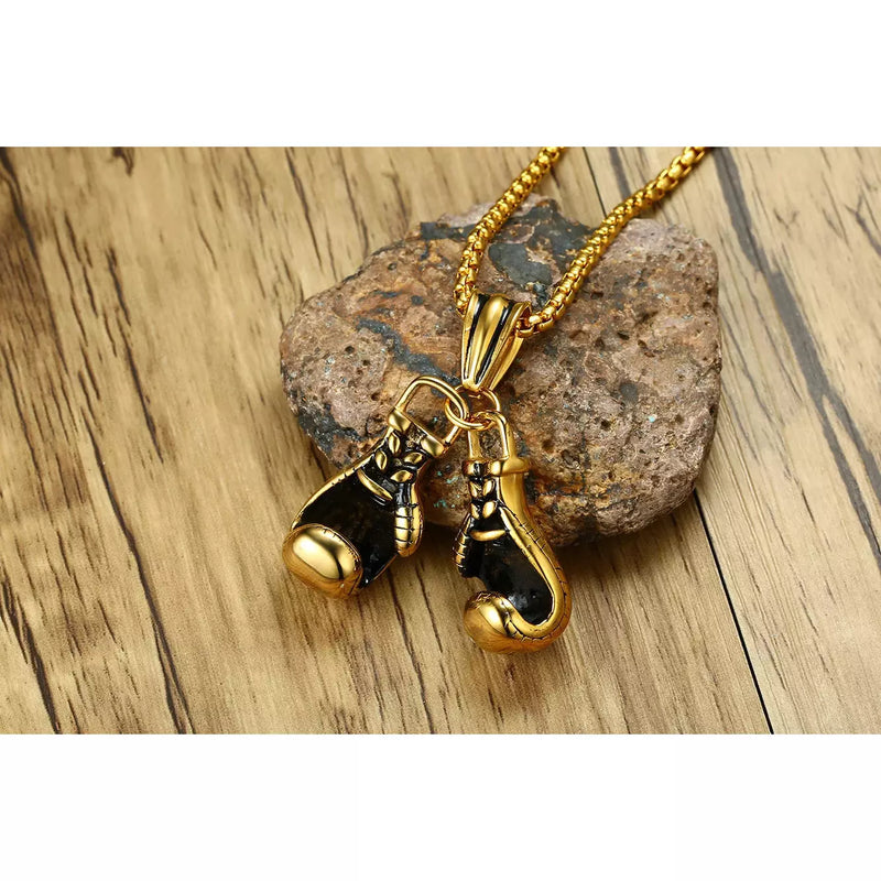 Pair Boxing Gloves Pendant Necklace Jewellery with Chain